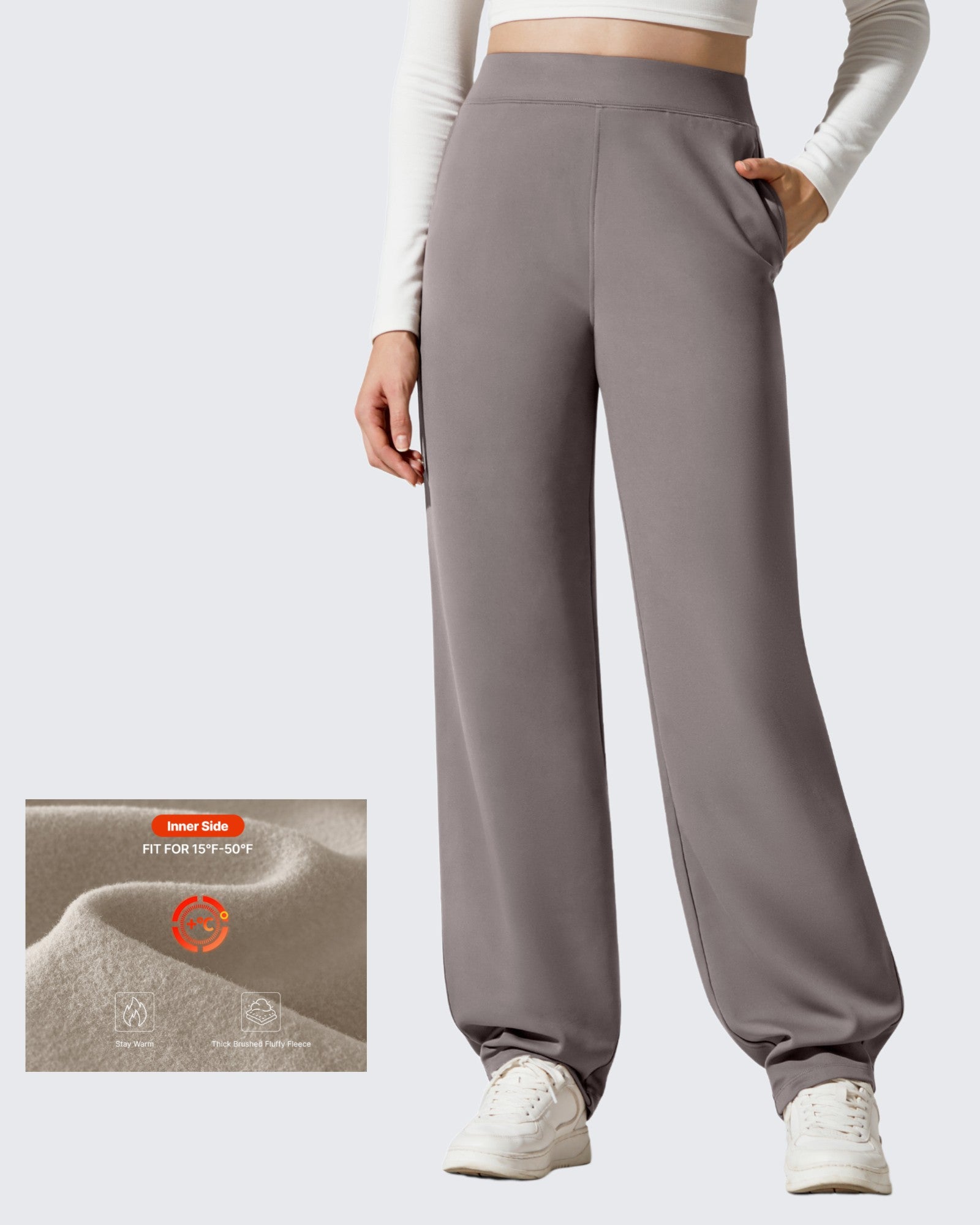 G4Free - EverGoing Fleece Lined Loose Warm Narrow Legs Pants -GF25J684AF-XS
