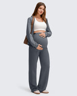 G4Free - EverGoing Fleece Lined Maternity Wide Leg Pants -GF25JY599AF-XS-GF25JY600AF-XS-GF25JY601AF-XS-GF25JY599AA-S-GF25JY600AA-S