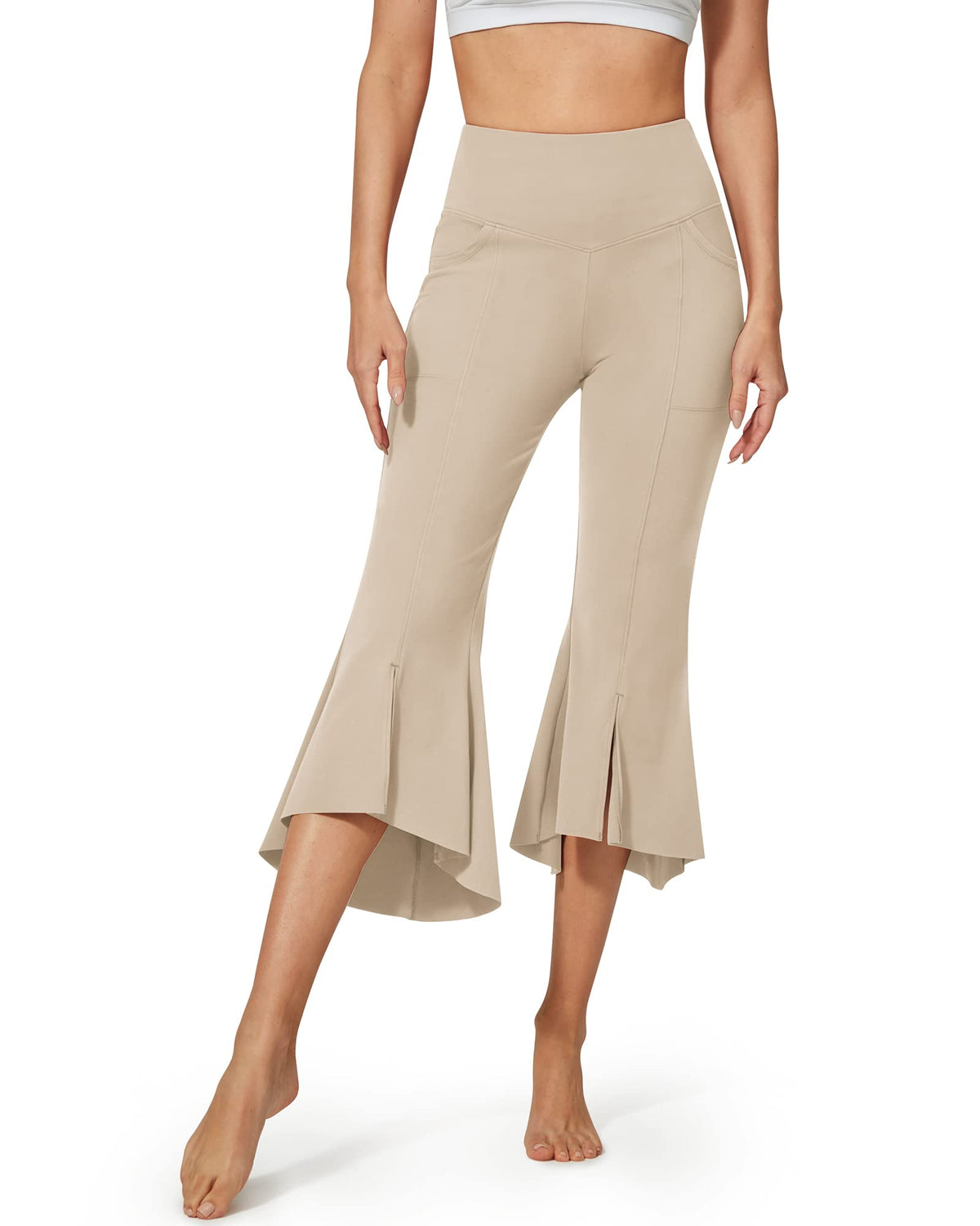 G4Free - EverGoing High-Waist Ruffle Yoga Casual Capri Pants -GF23A140AA-S