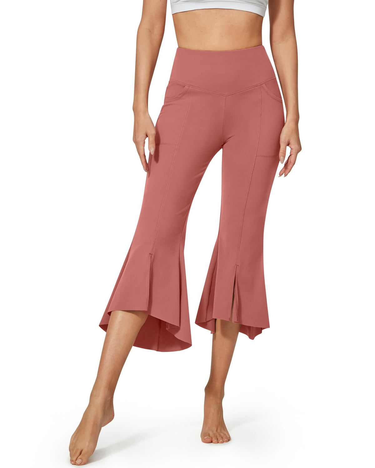G4Free - EverGoing High-Waist Ruffle Yoga Casual Capri Pants -GF23A140AA-S