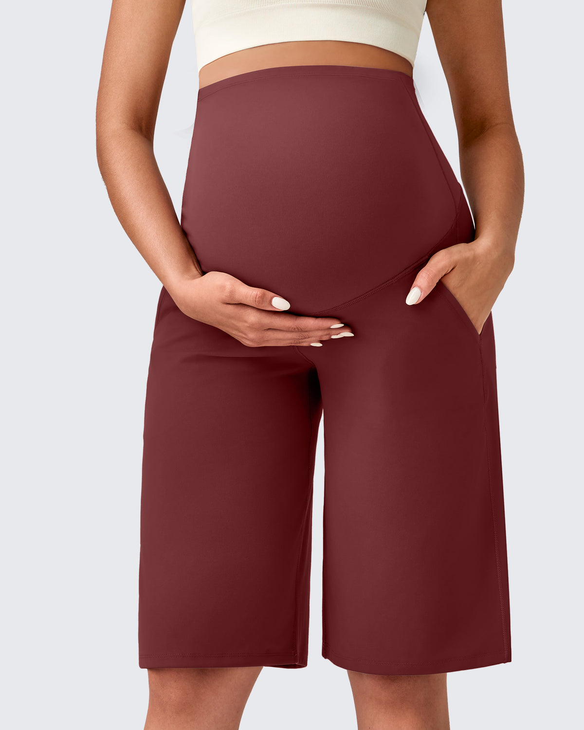 G4Free - EverGoing Maternity Athletic Bermuda Shorts 12'' -GF25EY508AA-S-GF25EY508AB-M-GF25EY508AC-L-GF25EY508AD-XL-GF25EY508AE-XXL