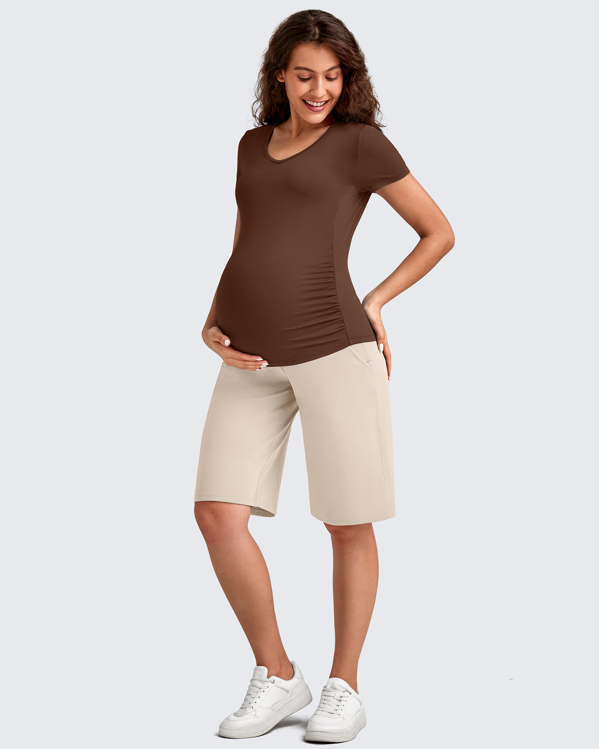 G4Free - EverGoing Maternity Athletic Bermuda Shorts 12'' -GF25EY508AA-S-GF25EY508AB-M-GF25EY508AC-L-GF25EY508AD-XL-GF25EY508AE-XXL