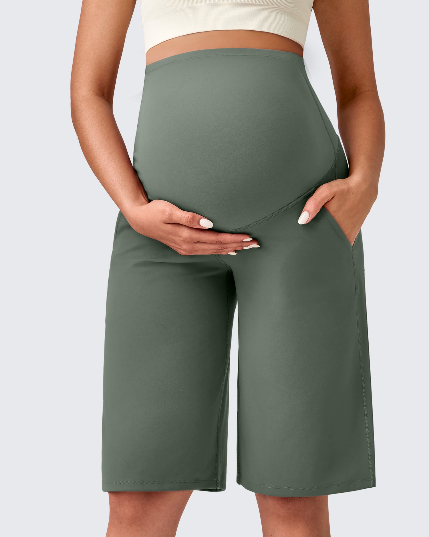G4Free - EverGoing Maternity Athletic Bermuda Shorts 12'' -GF25EY508AA-S-GF25EY508AB-M-GF25EY508AC-L-GF25EY508AD-XL-GF25EY508AE-XXL