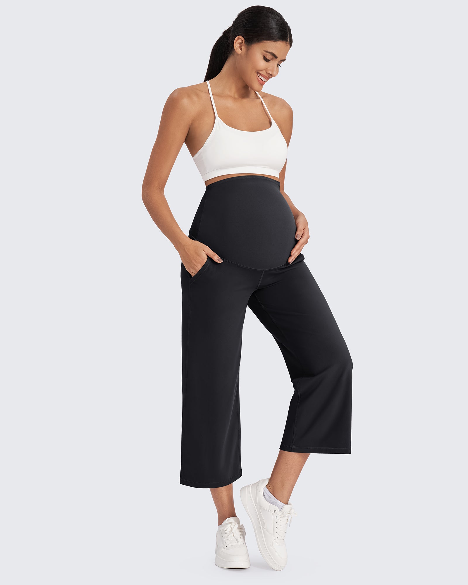 G4Free - EverGoing Maternity Capris Cropped Yoga Pants 21'' -GF25J307AA-S-GF25J307AB-M-GF25J307AC-L-GF25J307AD-XL-GF25J307AE-XXL