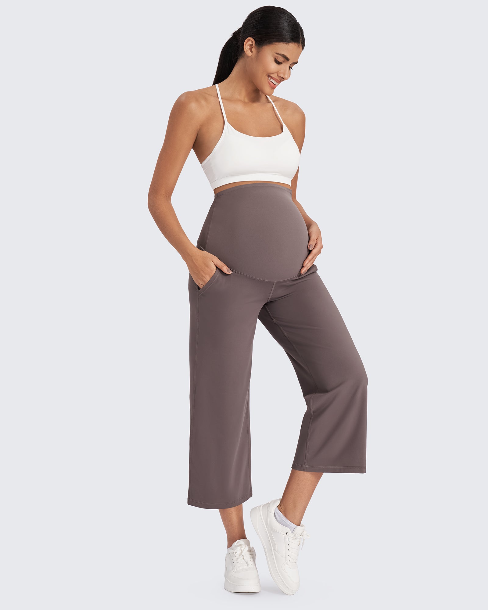 G4Free - EverGoing Maternity Capris Cropped Yoga Pants 21'' -GF25J307AA-S-GF25J307AB-M-GF25J307AC-L-GF25J307AD-XL-GF25J307AE-XXL