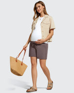 G4Free - EverGoing Pockets Drawstring Over The Belly Pregnancy Shorts -GF26EY797A001A-S-GF26EY797A001B-M-GF26EY797A001C-L-GF26EY797A001D-XL-GF26EY797A001E-XXL