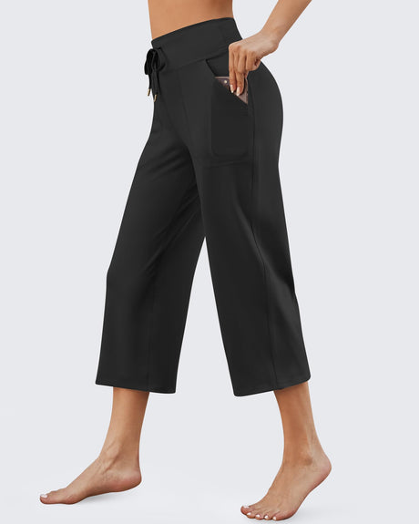 G4Free - EverGoing Wide Leg High-Rise Drawstring Capris Pants -GF24J218AF-XS