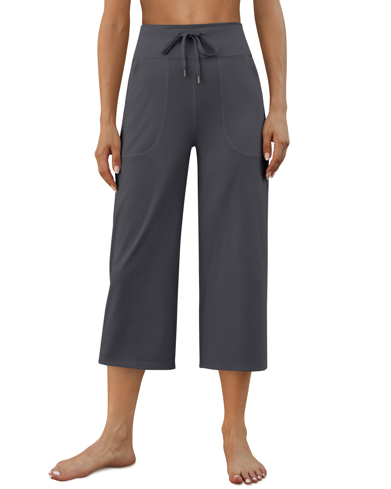 G4Free - EverGoing Wide Leg High-Rise Drawstring Capris Pants -GF24J218CF-XS