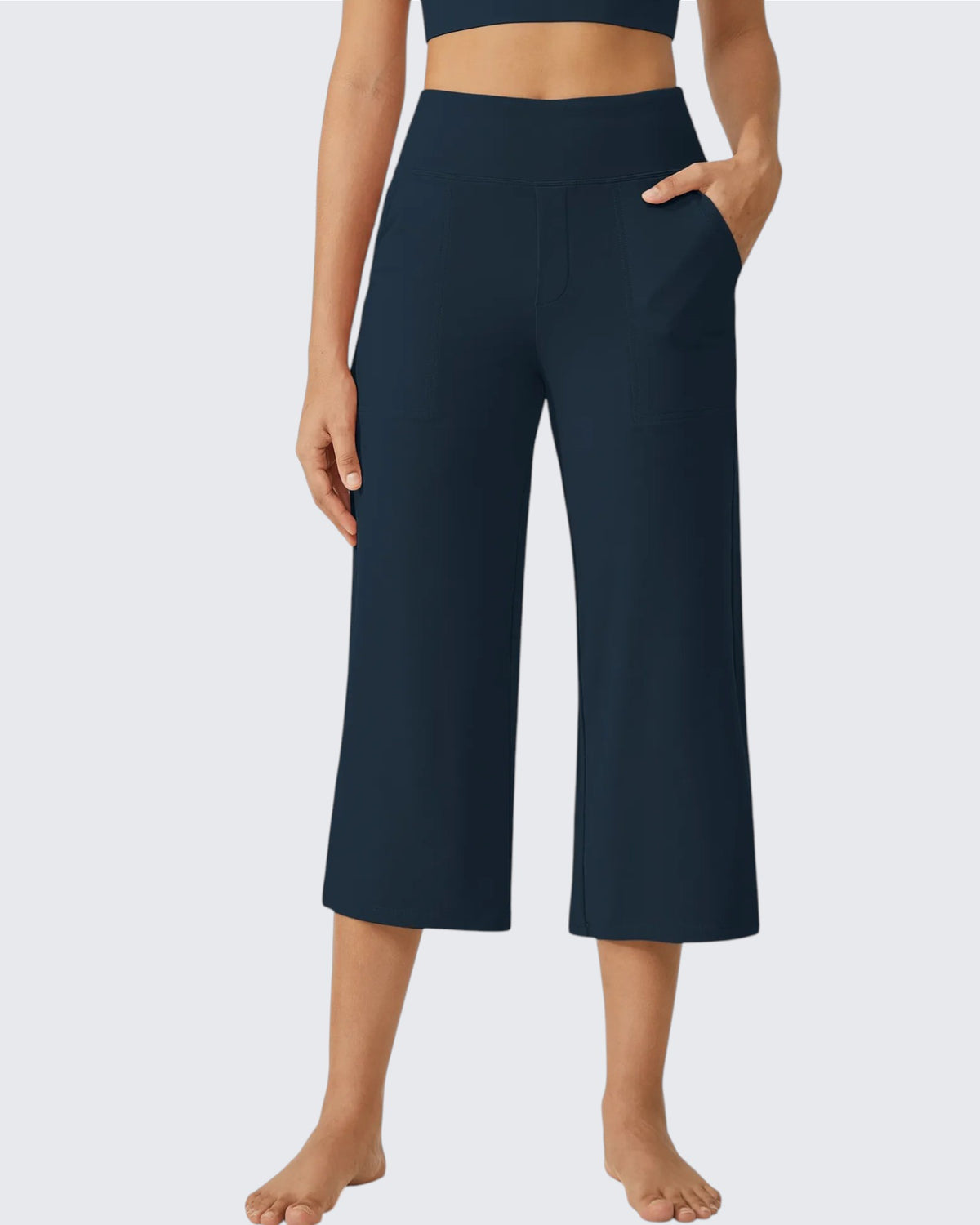 G4Free - EverGoing Wide Leg High-Waist Casual Capri Pants -GF24J197AA-S