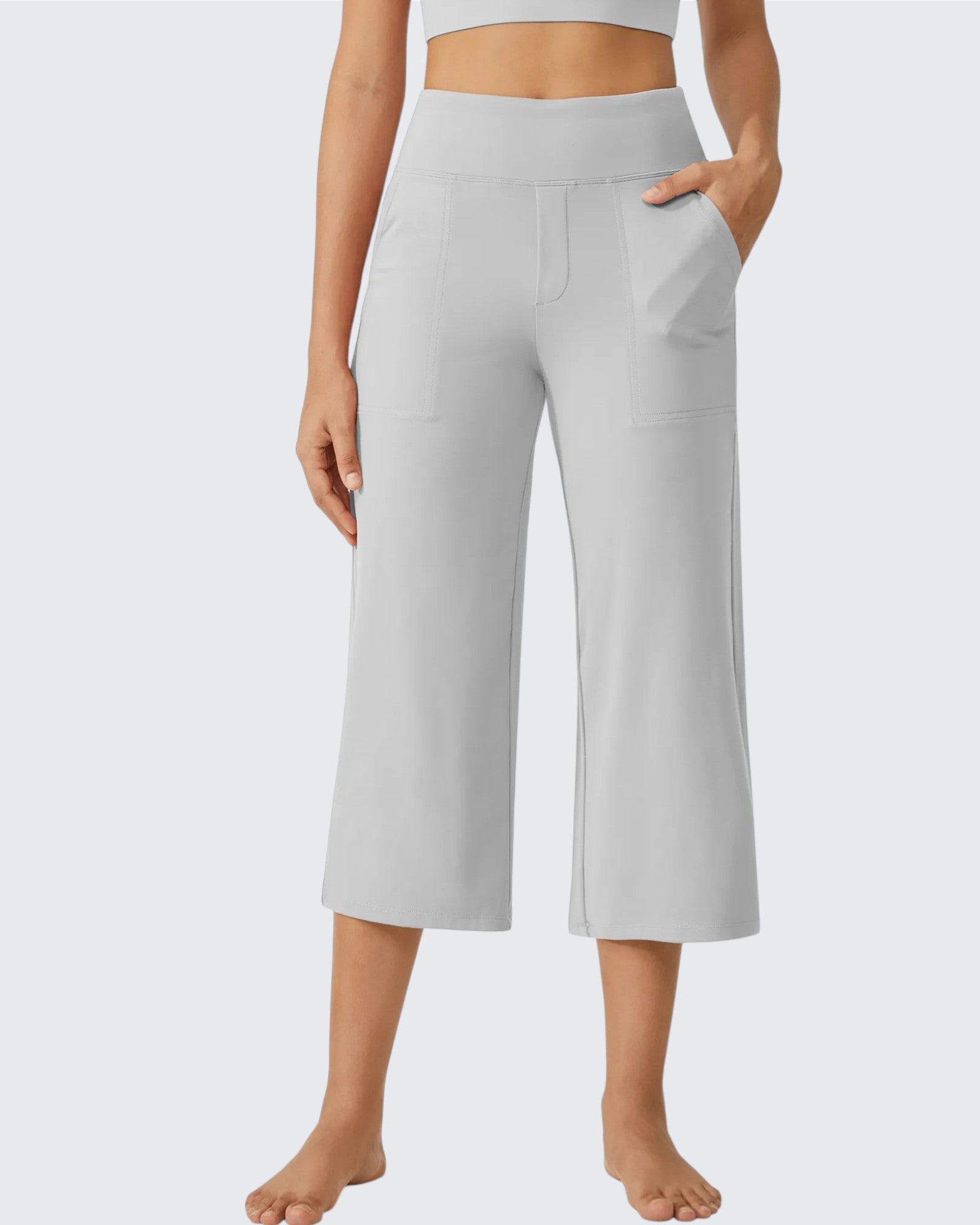G4Free - EverGoing Wide Leg High-Waist Casual Capri Pants -GF24J197AA-S