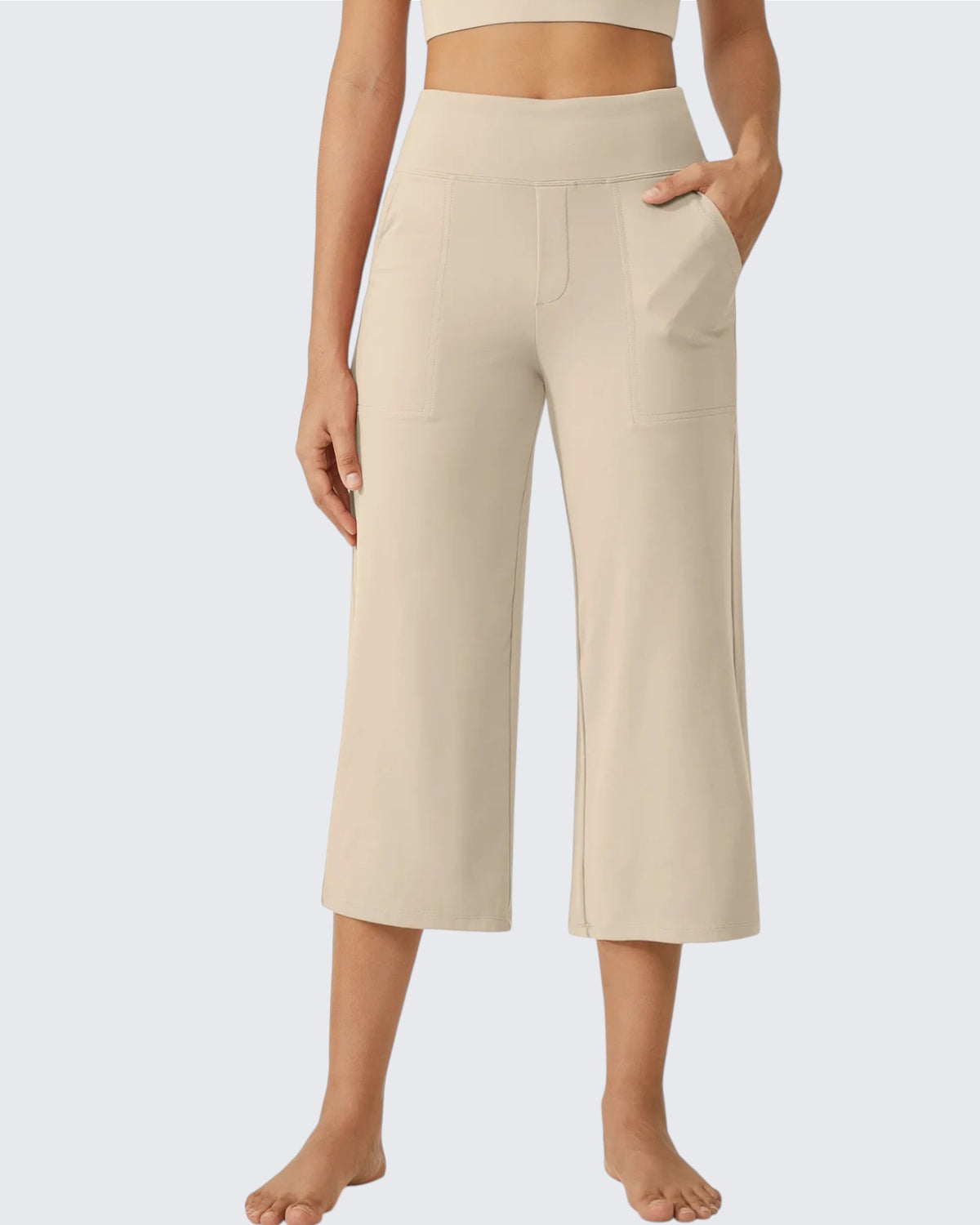 G4Free - EverGoing Wide Leg High-Waist Casual Capri Pants -GF24J197AA-S