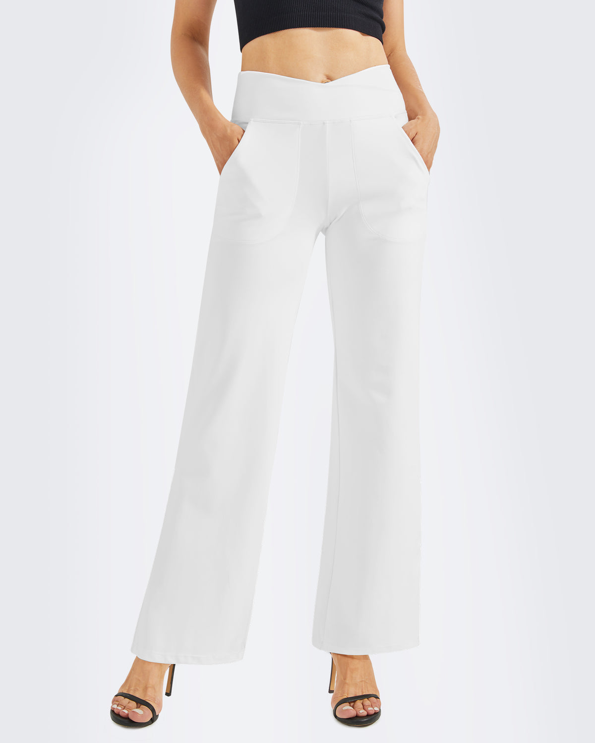 G4Free - EverGoing Wide Leg High-Waist Casual Pants Petite -GF23D170AF-XS