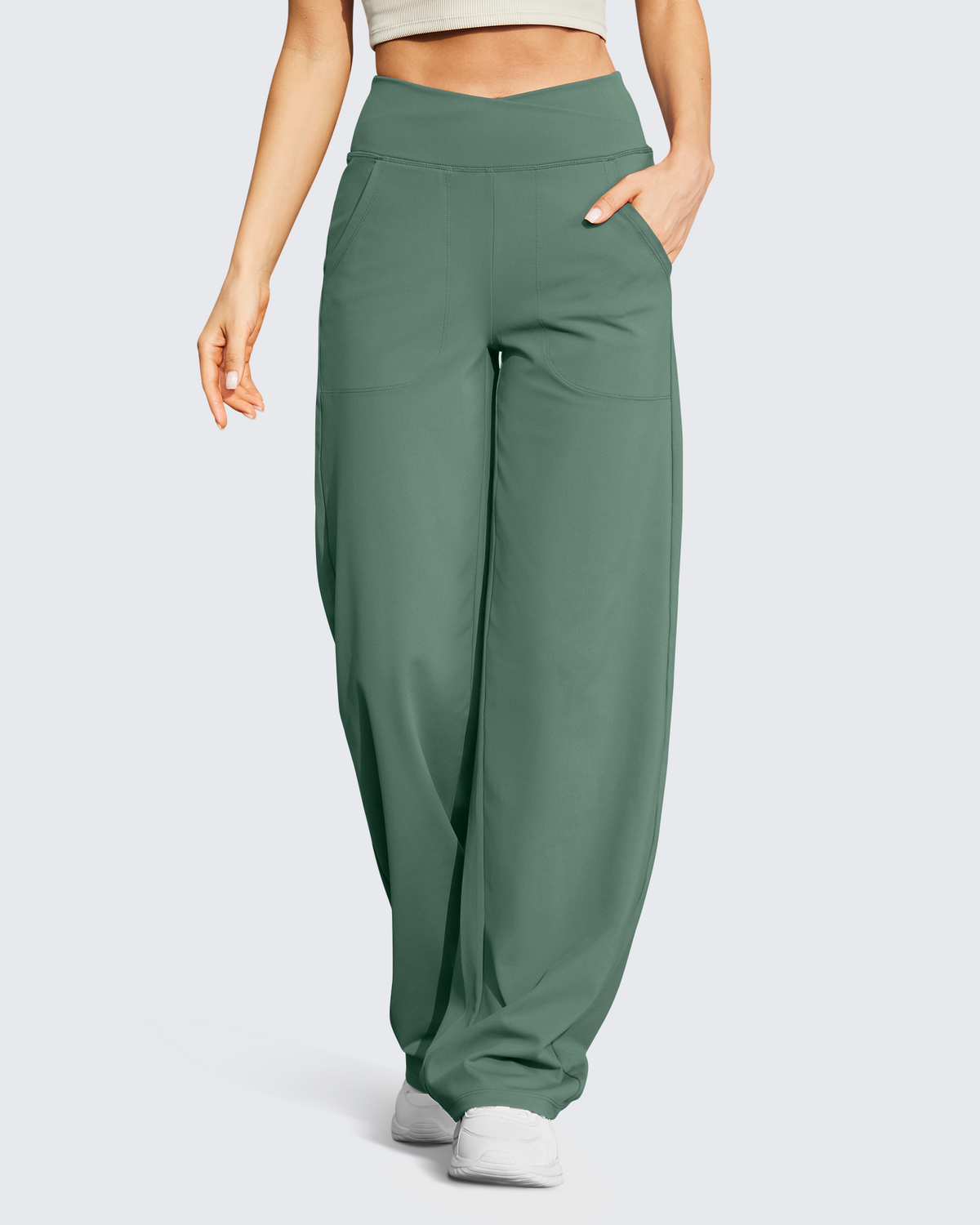G4Free - EverGoing Wide Leg High-Waist Casual Pants Petite -GF23D170SF-XS