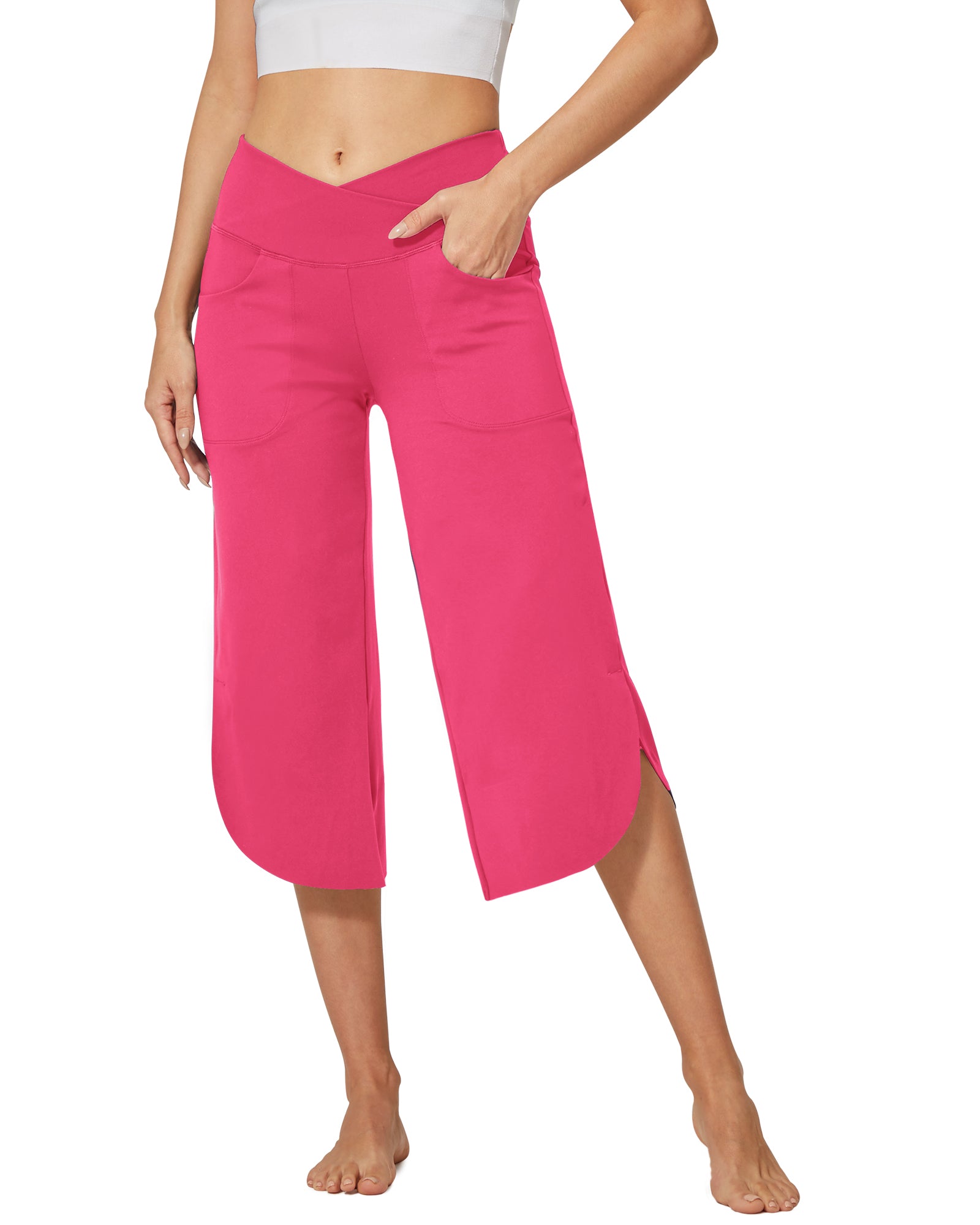 G4Free - EverGoing Wide Leg High-Waist Crossover Capri Pants 21 -GF22J111AF-XS