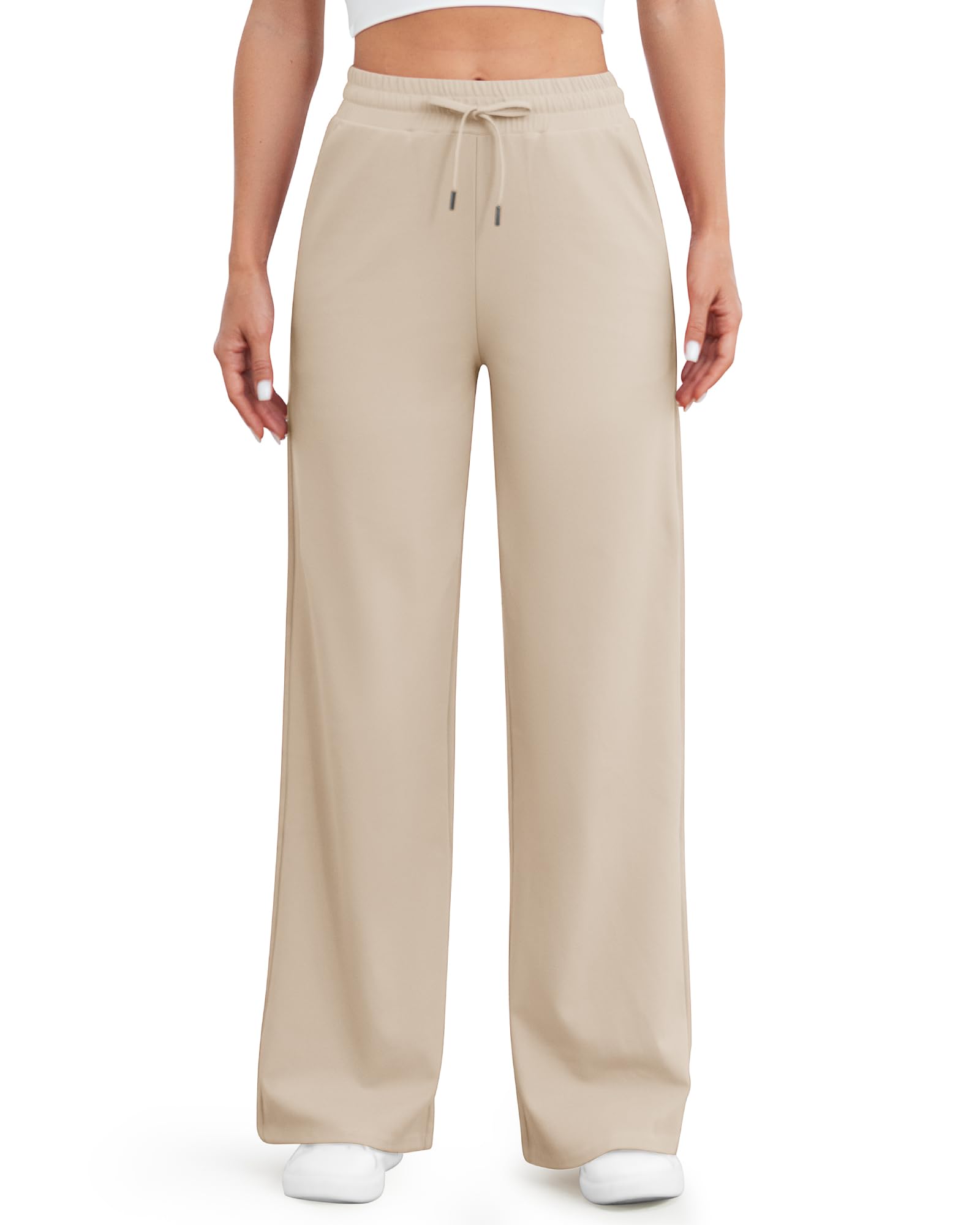 G4Free - EverGoing Wide Leg Mid-Waist Drawstring Casual Pants -GF24J261AA-S