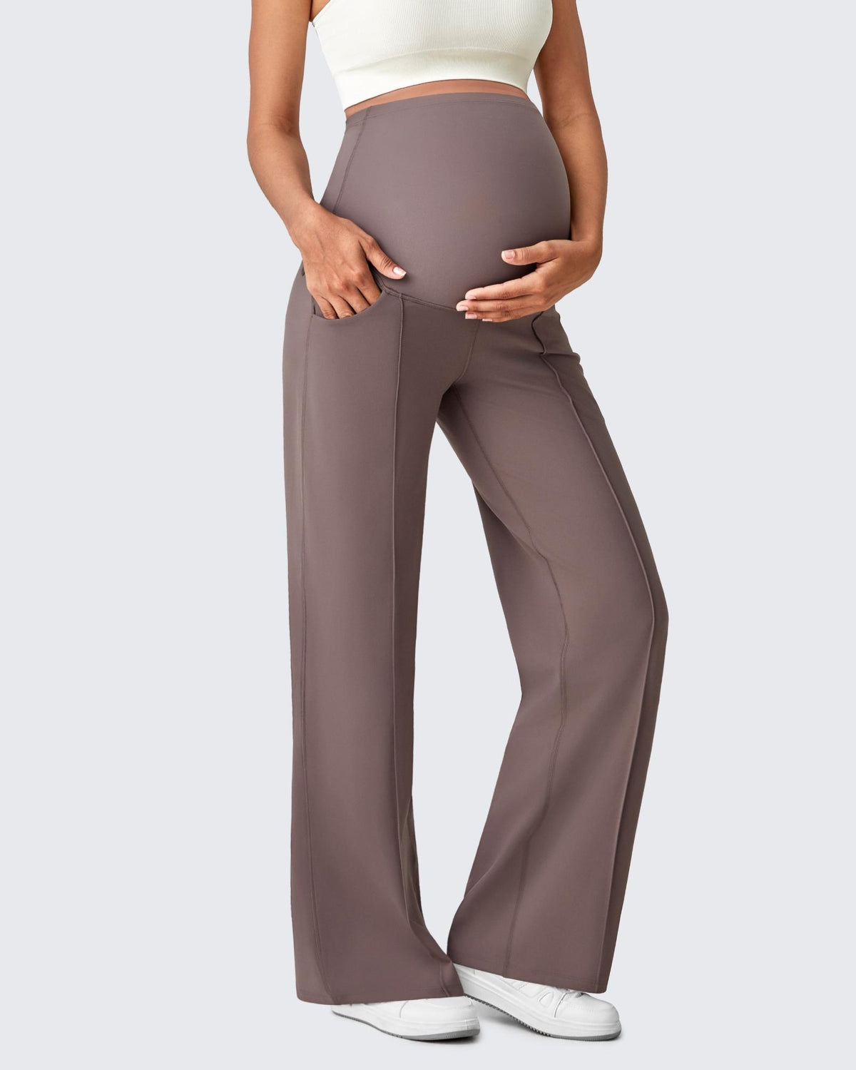 G4Free - EverGoing Wide Leg Pockets Front Pleats Maternity -GF25JY414AA-S
