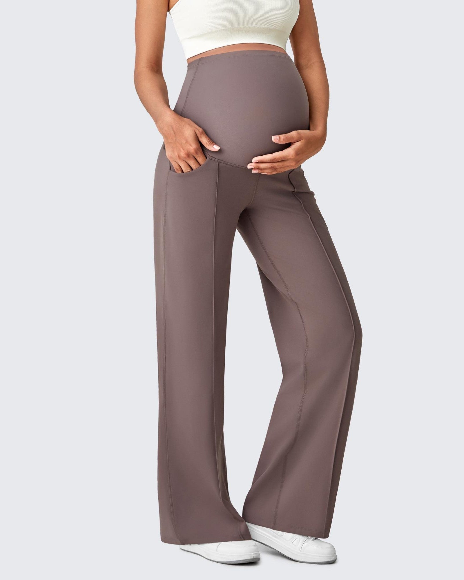 G4Free - EverGoing Wide Leg Pockets Front Pleats Maternity -GF25JY414AA-S
