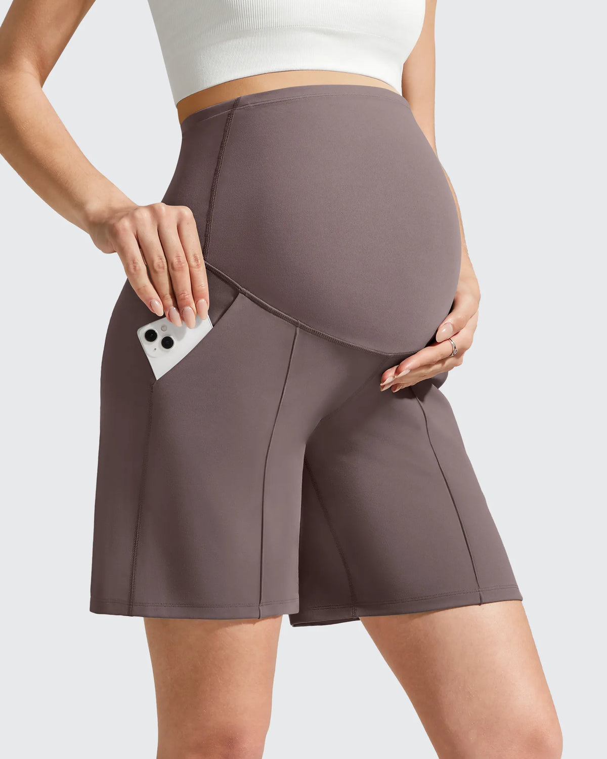 G4Free - Evergoing Front Pleats Pockets Maternity Shorts -GF26EY794F001A-S-GF26EY794F001B-M-GF26EY794F001C-L-GF26EY794F001D-XL-GF26EY794F001E-XXL