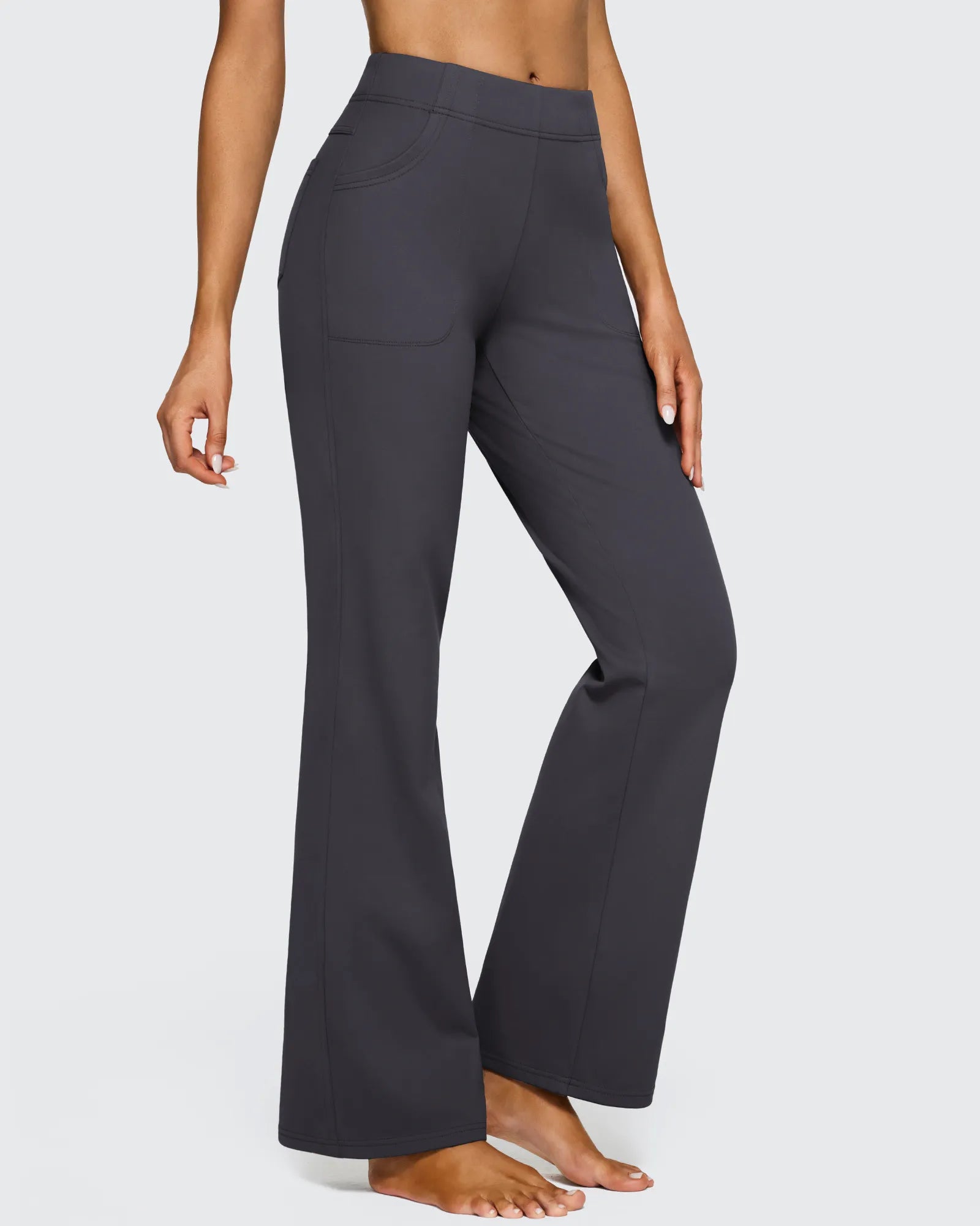 G4Free - Fleece Lined High-Waist Flare Work Pants -GF23A192CA-S