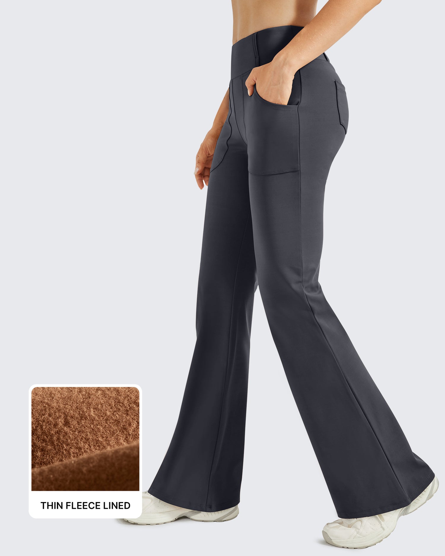 G4Free - Fleece Lined High-Waist Work Flare Pants -GF23A175AA-S