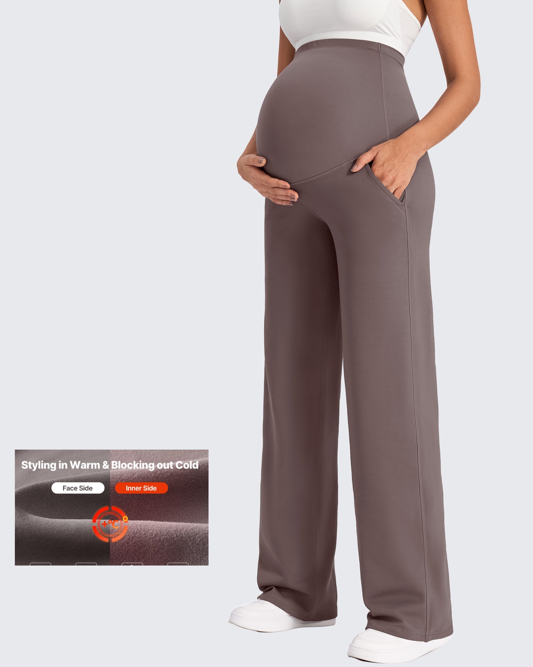 G4Free - Fleece-Lined Maternity Warm Work Trousers -GF25JY298AF-XS