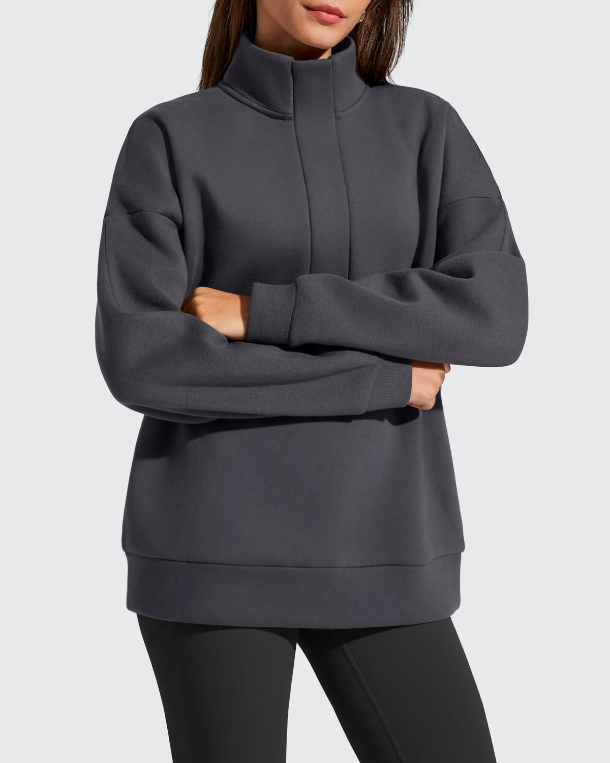 G4Free - Flurrylux Fleece Lined Half Zip Oversized Sweatshirts -GF25F758AA-S-GF25F758AB-M-GF25F758AC-L-GF25F758AD-XL-GF25F758AE-XXL