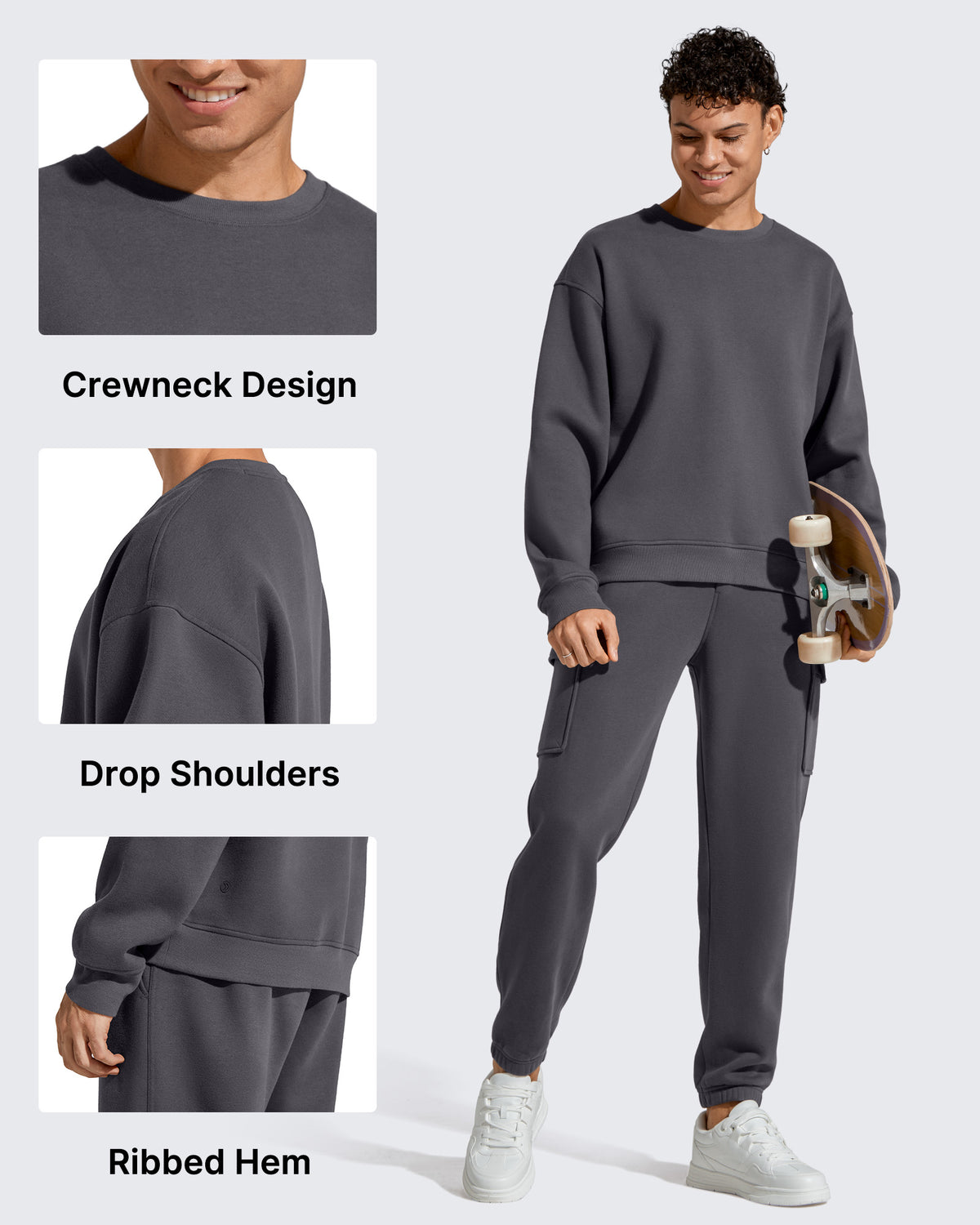 G4Free - Flurrylux Men's Cotton Fleece Lined Crewneck Pullover -GF25FM680AF-XS-GF25FM680AA-S-GF25FM680AB-M-GF25FM680AC-L-GF25FM680AD-XL