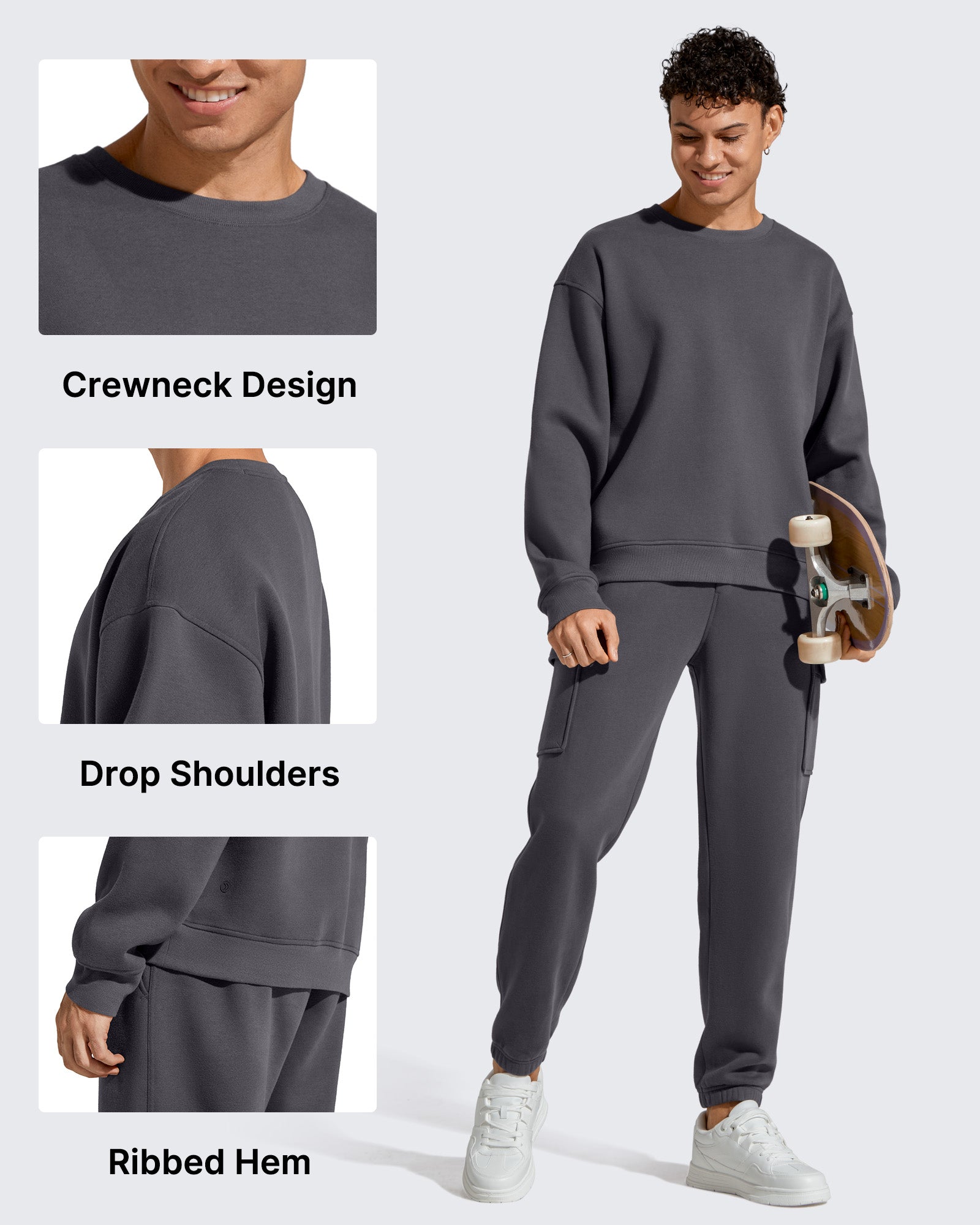 G4Free - Flurrylux Men's Cotton Fleece Lined Crewneck Pullover -GF25FM680AF-XS-GF25FM680AA-S-GF25FM680AB-M-GF25FM680AC-L-GF25FM680AD-XL