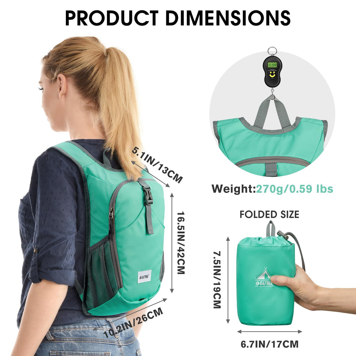 G4Free - G4Free 10L Lightweight Small Hiking Backpack -TN23B228A-TN23B228C-TN23B228B