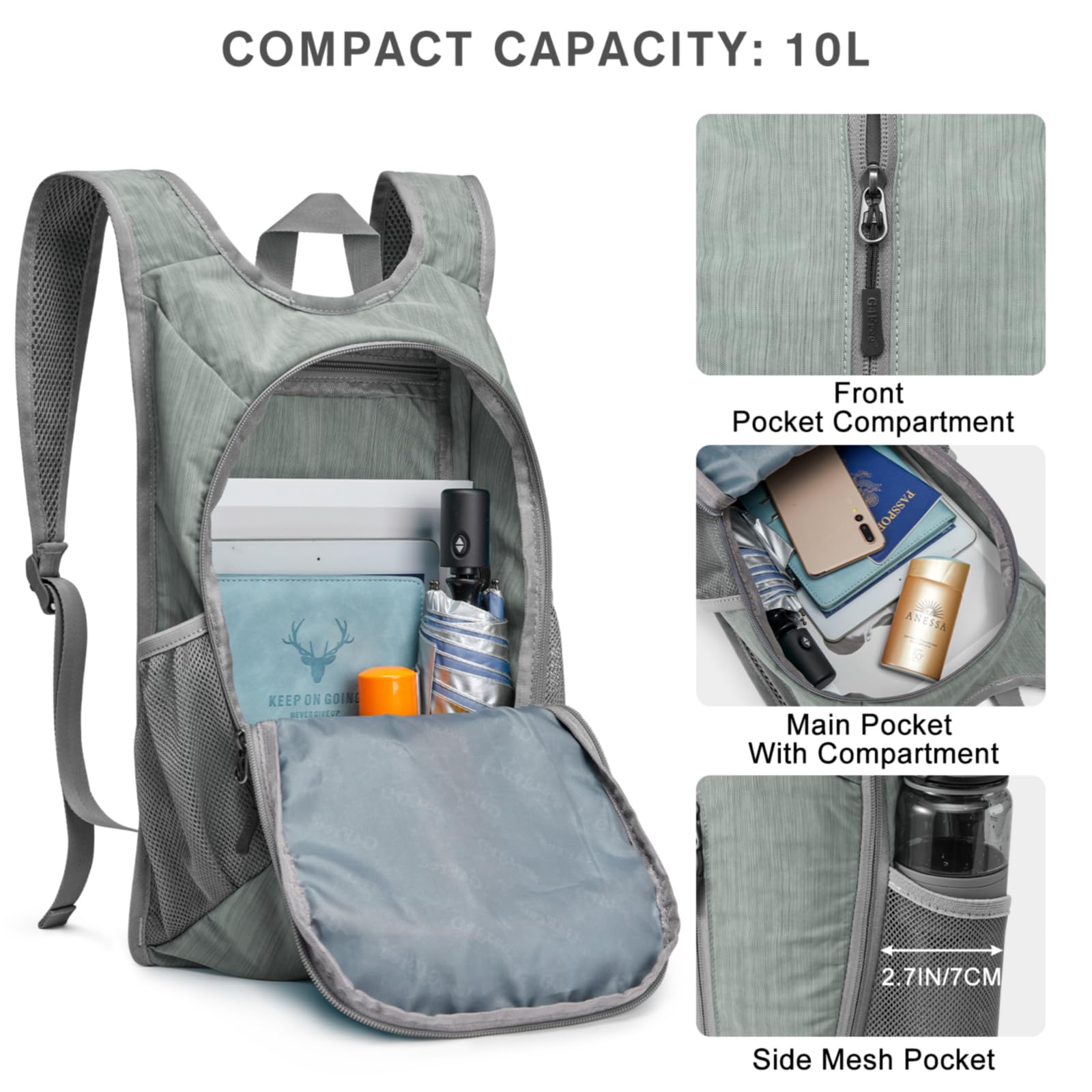 G4Free - G4Free 10L Small Travel Hiking Daypack -TN22B157E-TN22B157A-TN22B157G-TN22B157B-TN22B157J