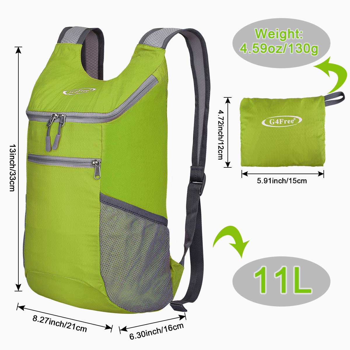 G4Free - G4Free 11L Lightweight Hiking Backpack for Men And Women -D02V543A-D02V543R-D02V543B-D02V543P-D02V543V