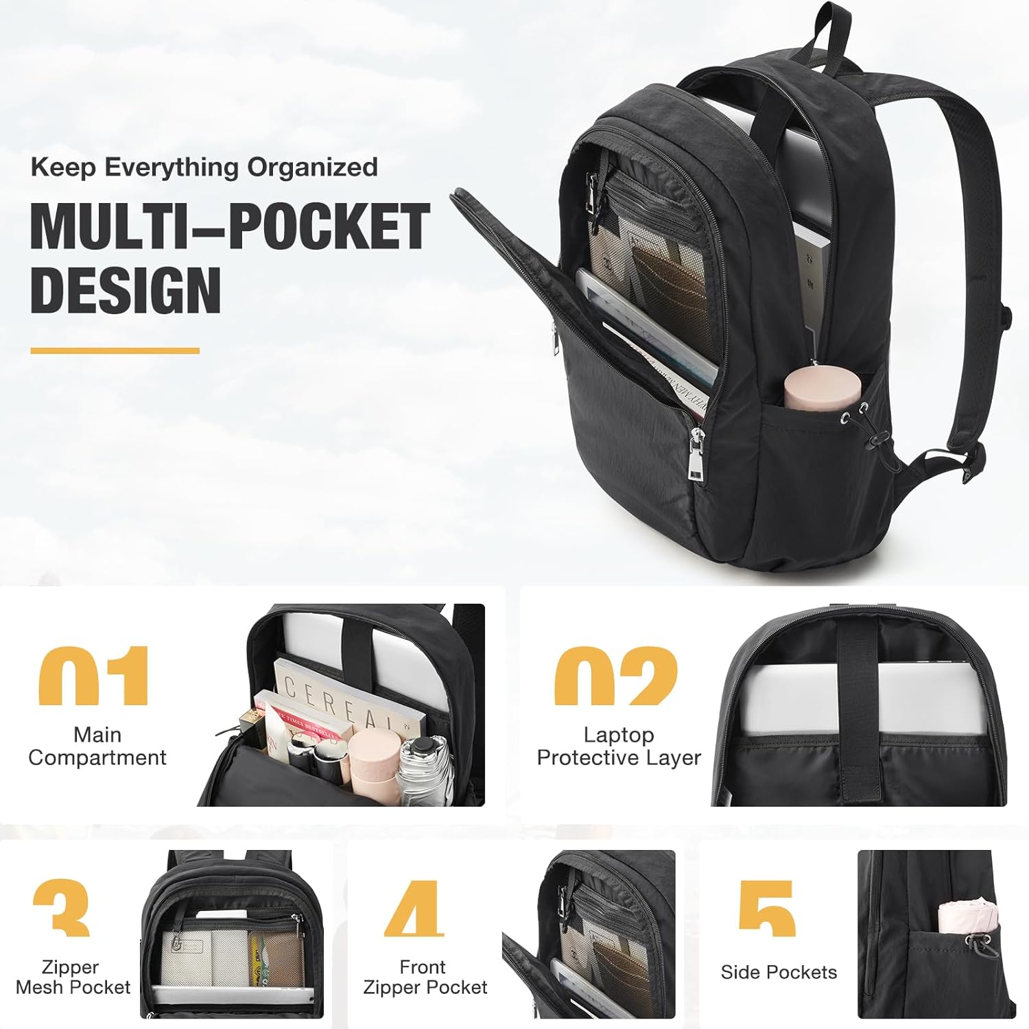 G4Free - G4Free 15L Water-Resistant Hiking Backpack Adjustable Chest Strap -TN25B521C-TN25B521B-TN25B521A