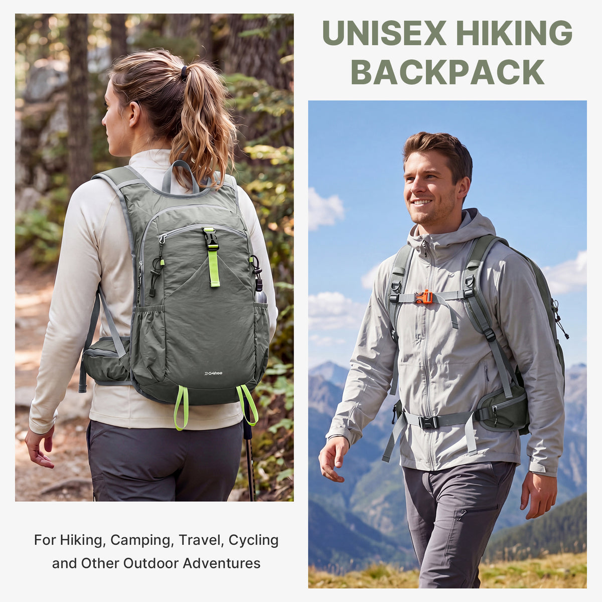 G4Free - G4Free 20L Lightweight Hiking Backpack with Waist Strap -TN25B615A-TN25B615B-TN25B615C