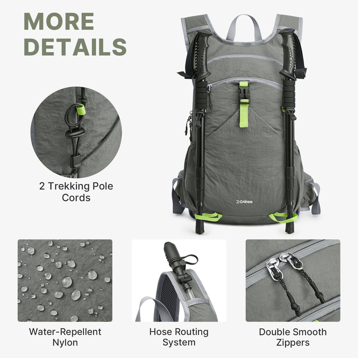 G4Free - G4Free 20L Lightweight Hiking Backpack with Waist Strap -TN25B615A-TN25B615B-TN25B615C