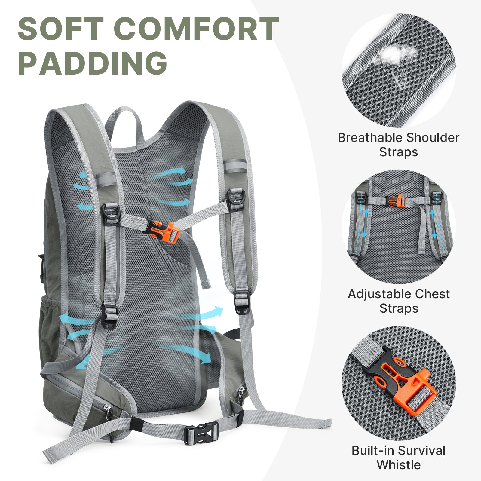 G4Free - G4Free 20L Lightweight Hiking Backpack with Waist Strap -TN25B615A-TN25B615B-TN25B615C