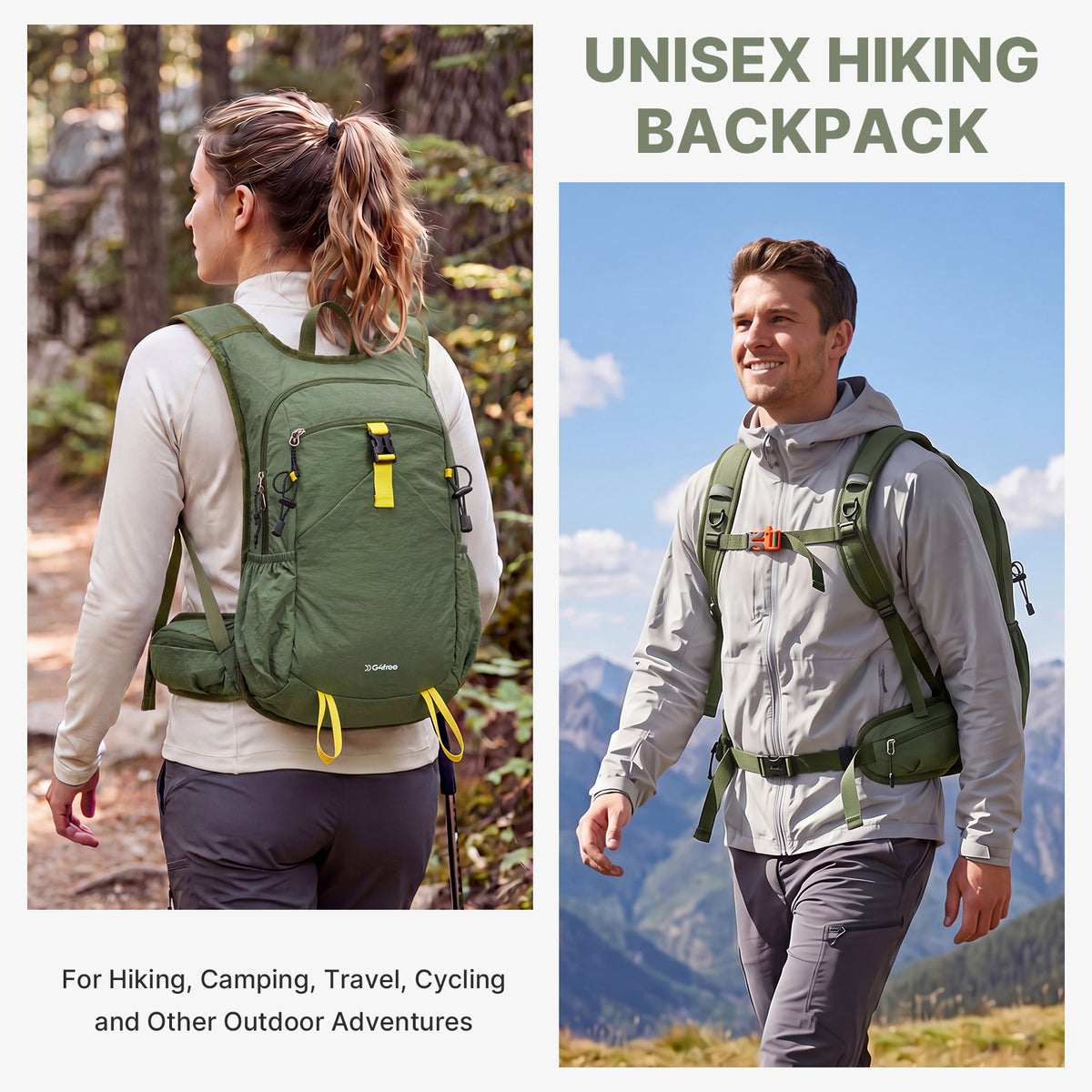 G4Free - G4Free 20L Lightweight Hiking Backpack with Waist Strap -TN25B615A-TN25B615B-TN25B615C