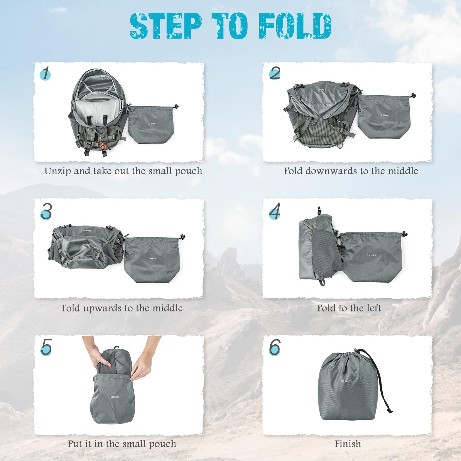 G4Free - G4Free 25L Packable Hiking Backpack with Thickened Back Panel -TN25B507A-TN25B507B-TN25B507C