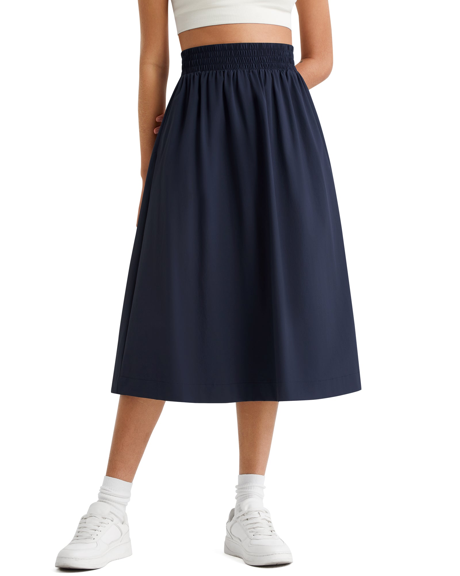 G4Free - G4Free 29" High Waisted Midi Skirt with Pockets UPF 50+ Quick Dry -GF26S960A001A-S-GF26S960A001B-M-GF26S960A001C-L-GF26S960A001D-XL-GF26S960A001F-XS