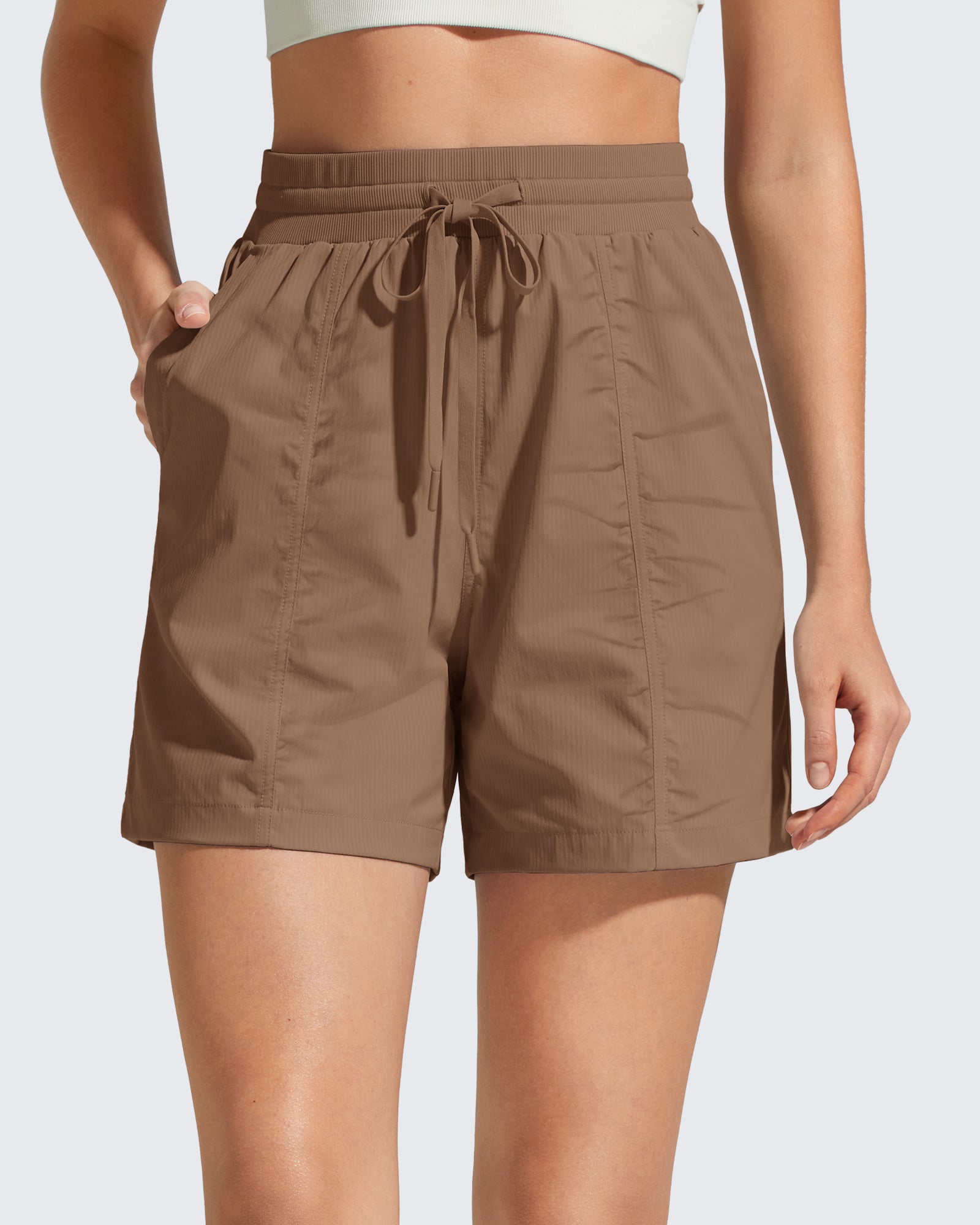 G4Free - G4Free 4" High Waisted Casual Shorts with Pockets -GF26E847A001A-S-GF26E847A001B-M-GF26E847A001C-L-GF26E847A001D-XL-GF26E847A001E-XXL