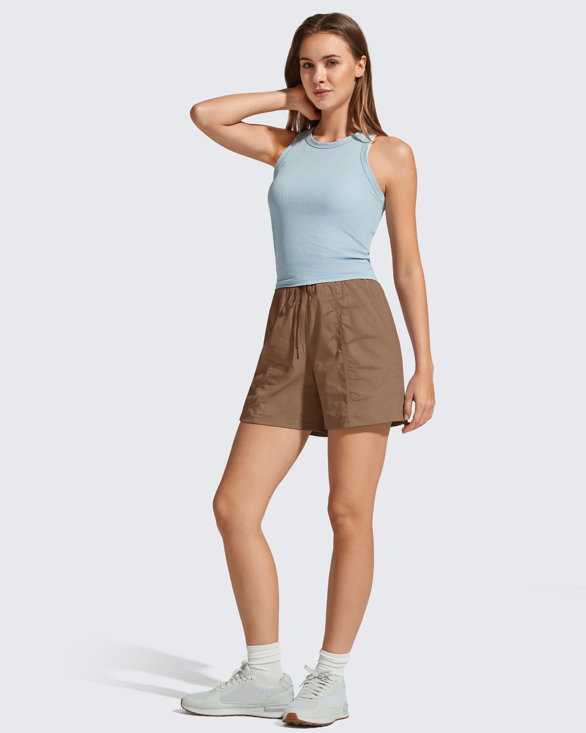 G4Free - G4Free 4" High Waisted Casual Shorts with Pockets -GF26E847A001A-S-GF26E847A001B-M-GF26E847A001C-L-GF26E847A001D-XL-GF26E847A001E-XXL