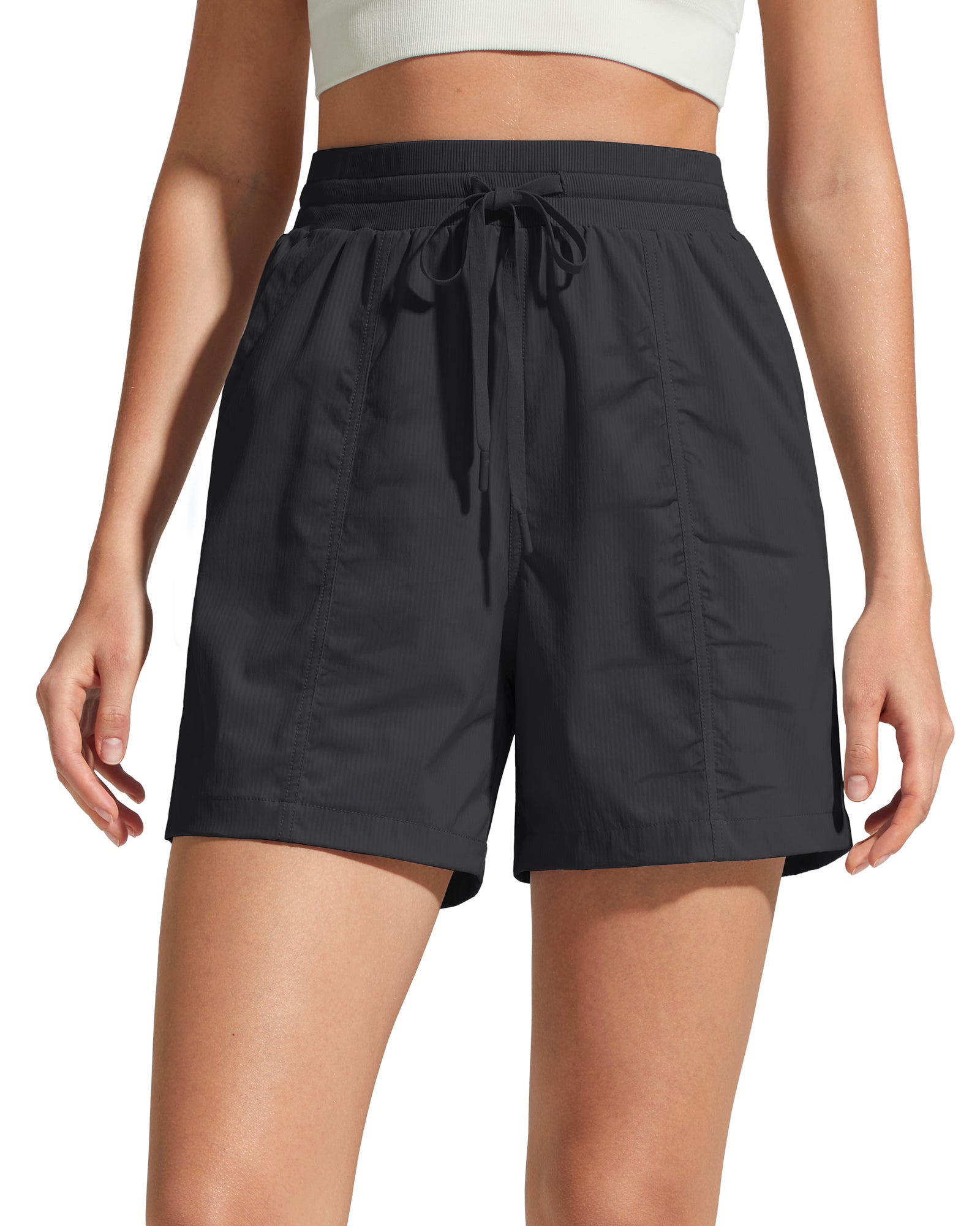 G4Free - G4Free 4" High Waisted Casual Shorts with Pockets -GF26E847A001A-S-GF26E847A001B-M-GF26E847A001C-L-GF26E847A001D-XL-GF26E847A001E-XXL