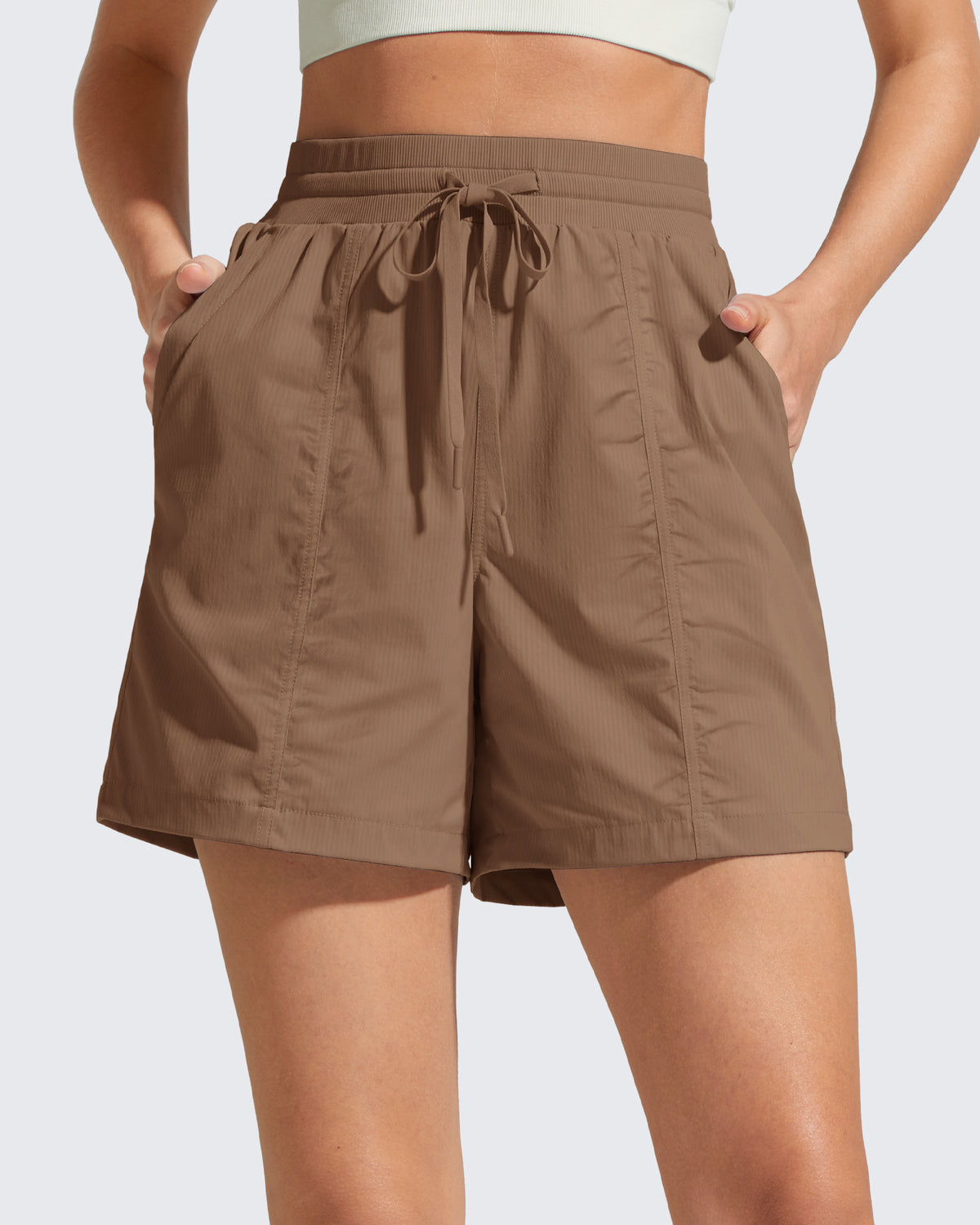 G4Free - G4Free 4" High Waisted Workout Shorts with Pockets -GF26E847A001A-S-GF26E847A001B-M-GF26E847A001C-L-GF26E847A001D-XL-GF26E847A001E-XXL