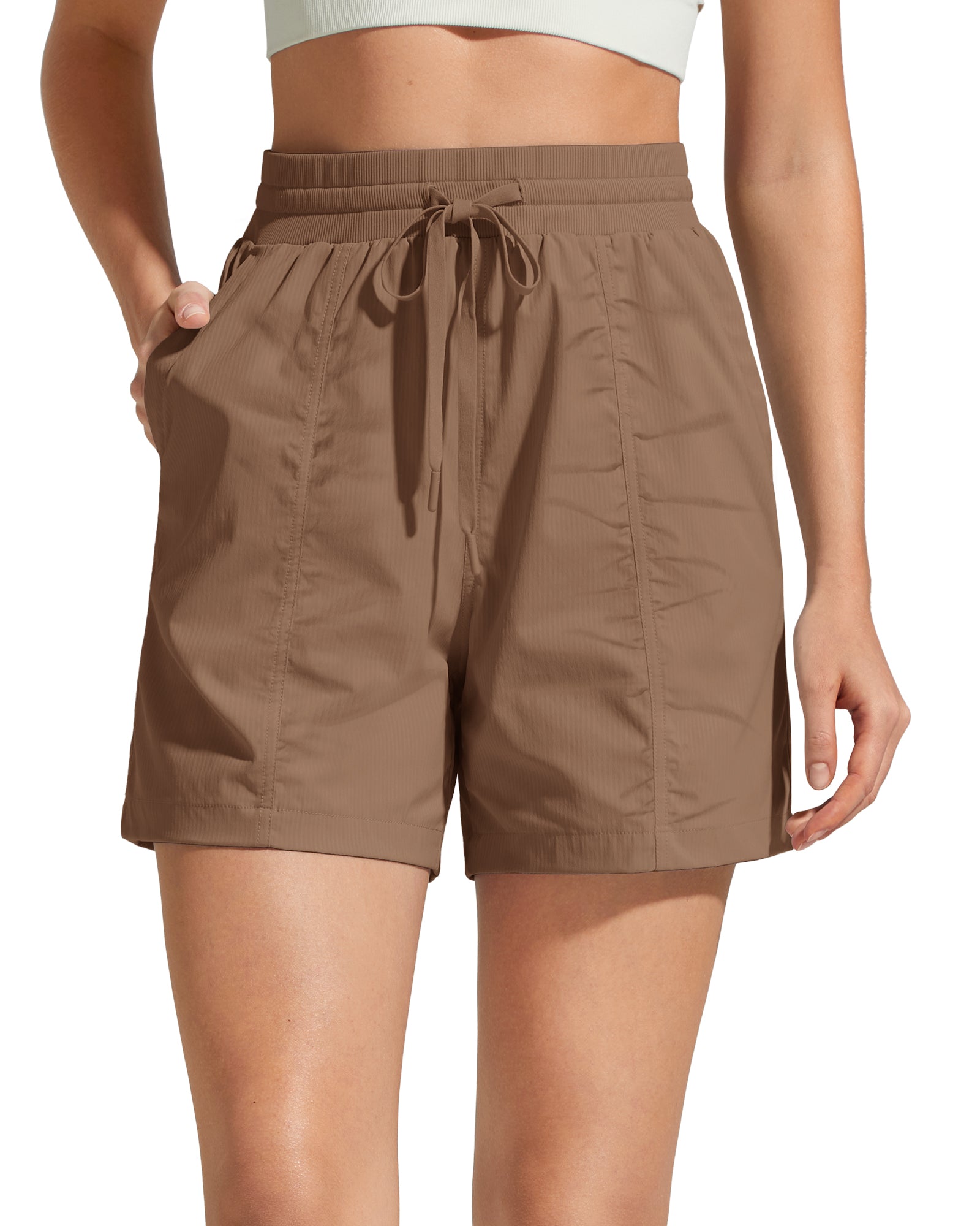 G4Free - G4Free 4" High Waisted Workout Shorts with Pockets -GF26E847A001A-S-GF26E847A001B-M-GF26E847A001C-L-GF26E847A001D-XL-GF26E847A001E-XXL