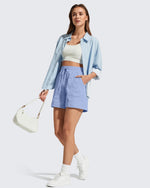 G4Free - G4Free 4" High Waisted Workout Shorts with Pockets -GF26E847A001A-S-GF26E847A001B-M-GF26E847A001C-L-GF26E847A001D-XL-GF26E847A001E-XXL