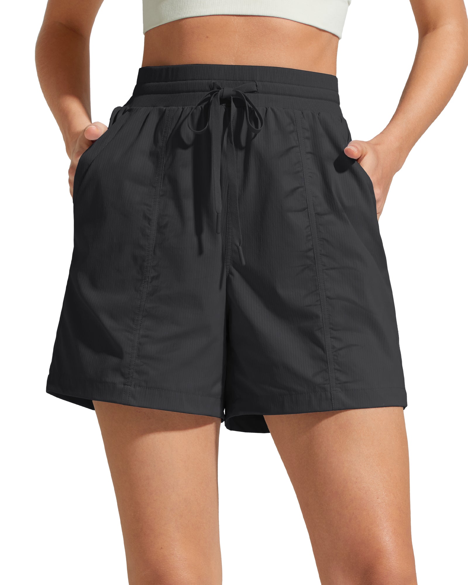 G4Free - G4Free 4" High Waisted Workout Shorts with Pockets -GF26E847A001A-S-GF26E847A001B-M-GF26E847A001C-L-GF26E847A001D-XL-GF26E847A001E-XXL