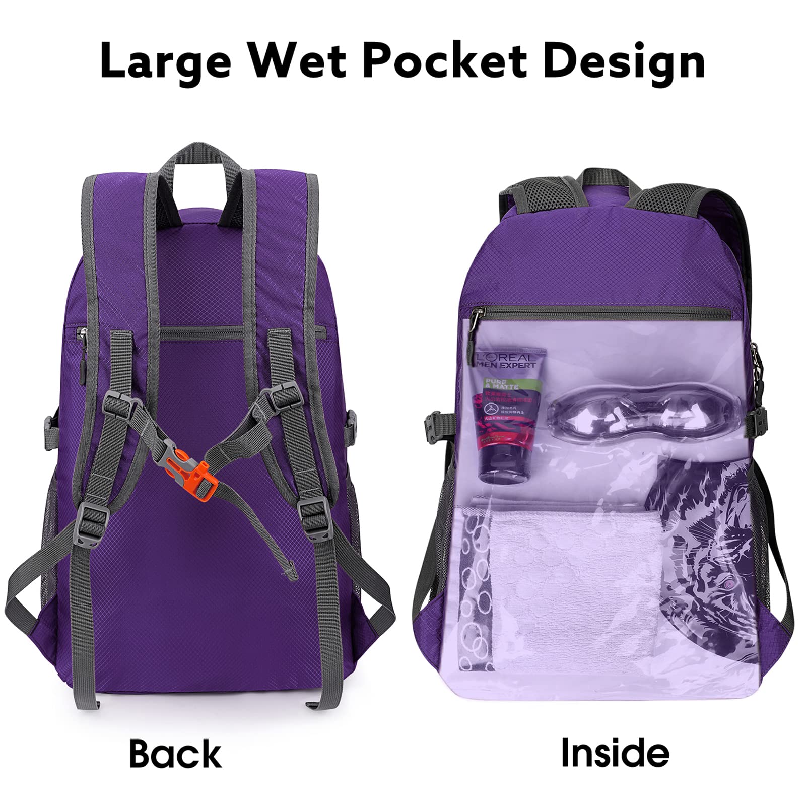 G4Free - G4Free 40L Lightweight Packable Hiking Backpack -D02V707A-D02V707J-D02V707E-D02V707F-D02V707C