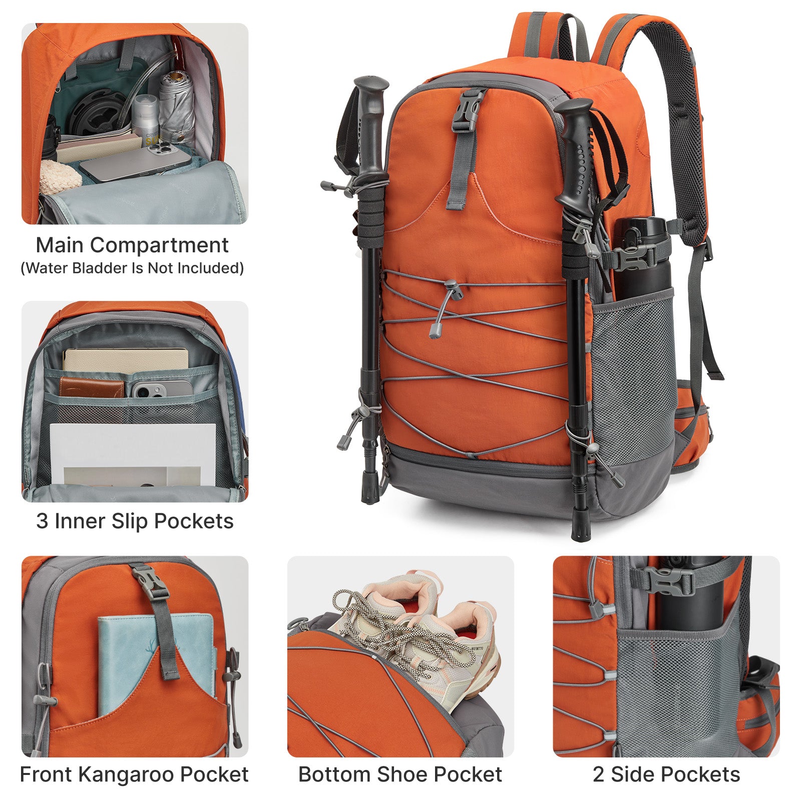 G4Free - G4Free 40L Lightweight Travel Backpack with Rain Cover -TN26B623A-TN26B623B-TN26B623C