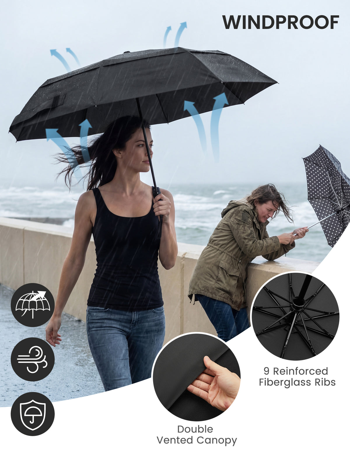 G4Free - G4Free 42 Inch Windproof Travel Umbrella -TN25A604A-TN25A604B-TN25A604C-TN25A604D