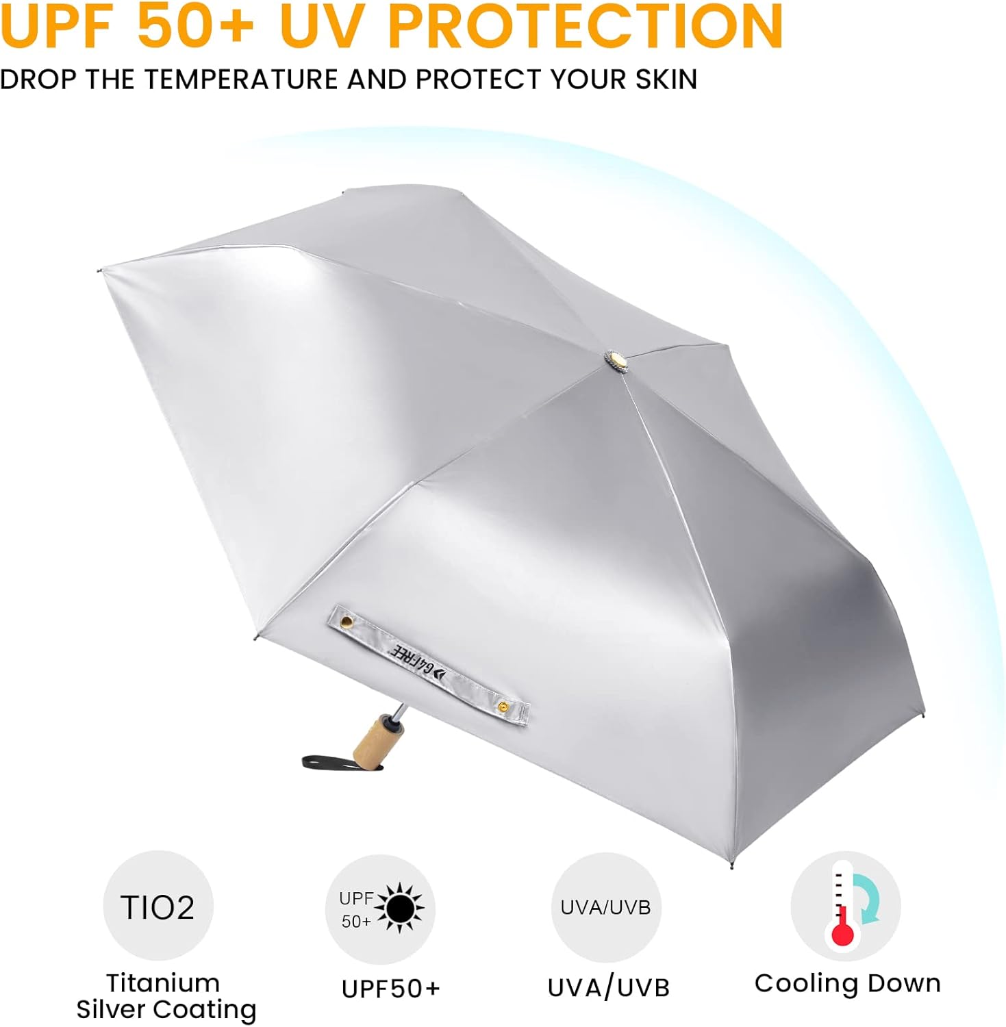 G4Free - G4Free 42Inch UPF 50+ UV Protection Wooden Handle Travel Umbrella -NT22A148I-NT22A148J-NT22A148B-NT22A148C-NT22A148F