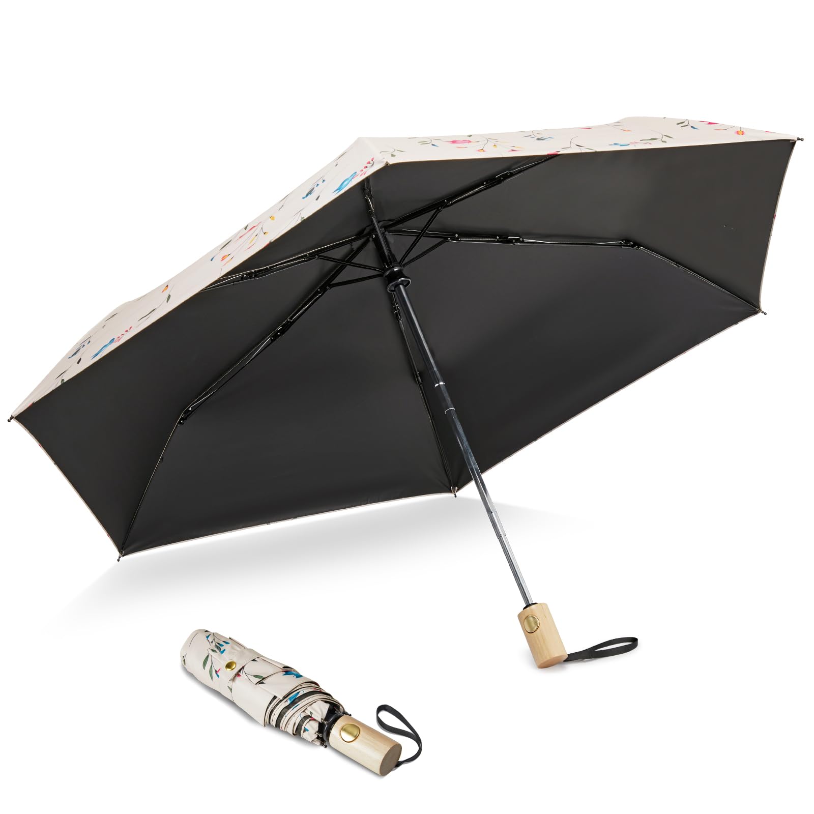 G4Free - G4Free 42Inch UPF 50+ UV Protection Wooden Handle Travel Umbrella -NT22A148I-NT22A148J-NT22A148B-NT22A148C-NT22A148F